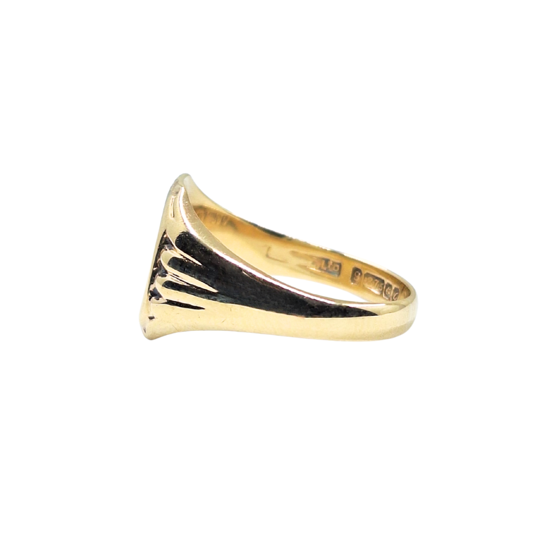 9ct Yellow Gold Sunrise Engraved Signet Ring