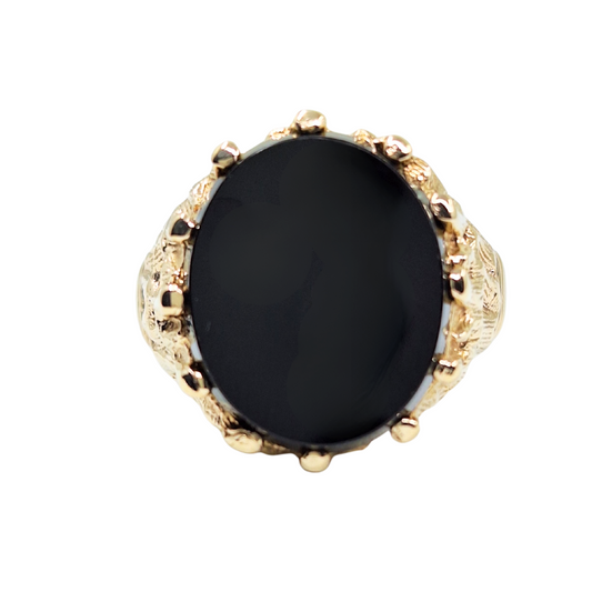 9ct Yellow Gold Oval Onyx Ring