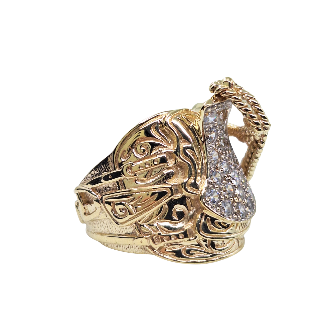 9ct Yellow Gold Cubic Zirconia Saddle Ring