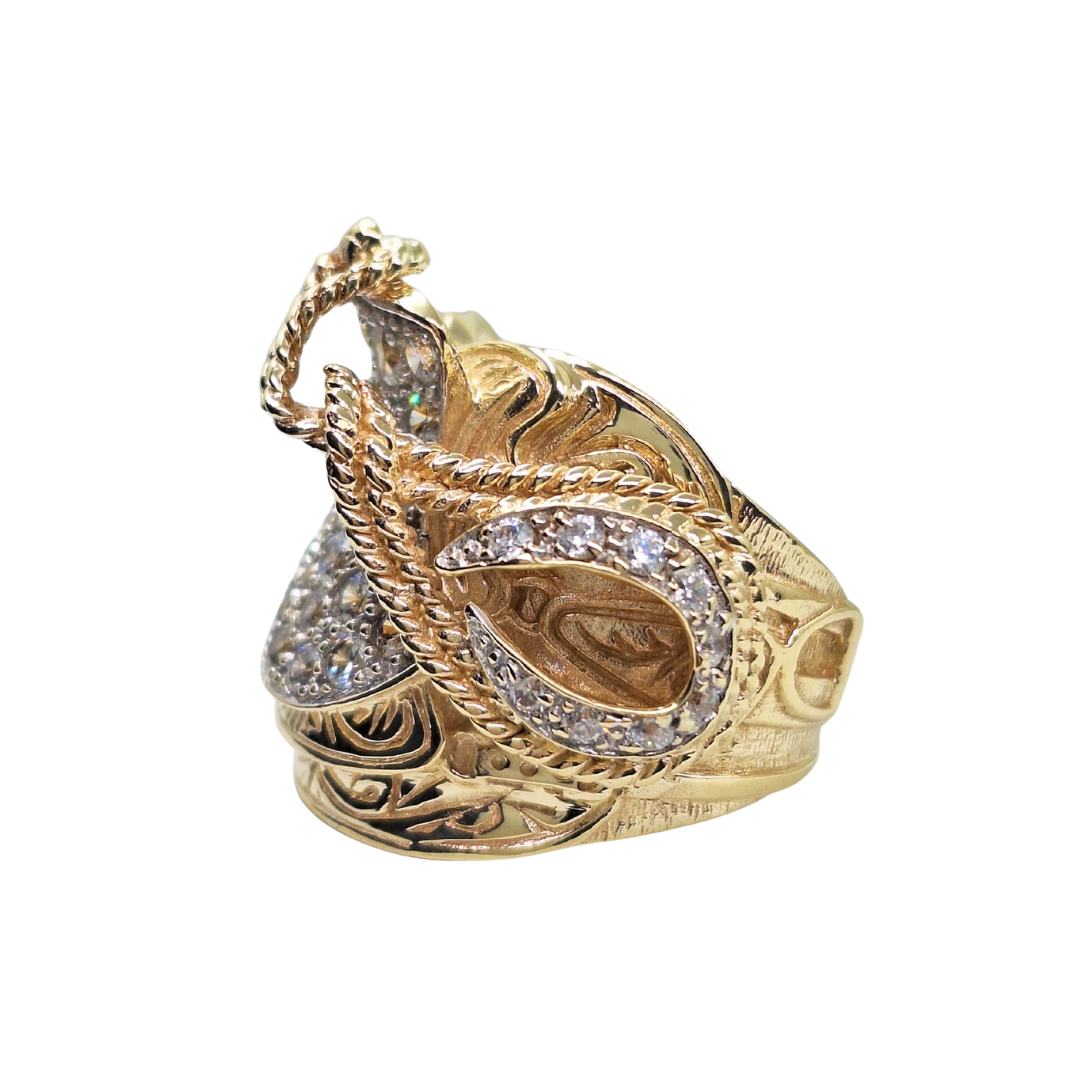 9ct Yellow Gold Cubic Zirconia Saddle Ring