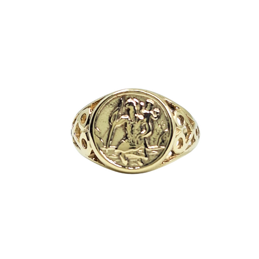 9ct Yellow Gold Baby St Christopher Ring