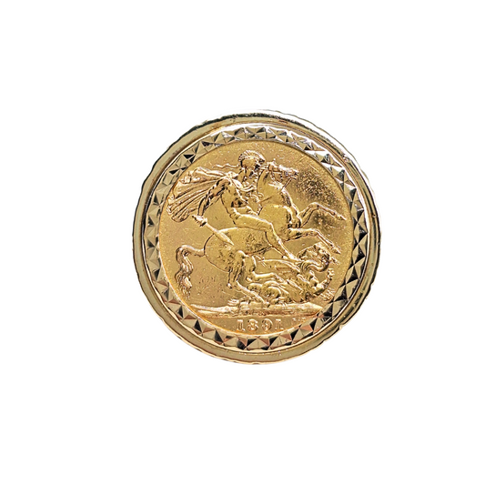 9ct/22ct Yellow Gold Full Sovereign Ring 1891