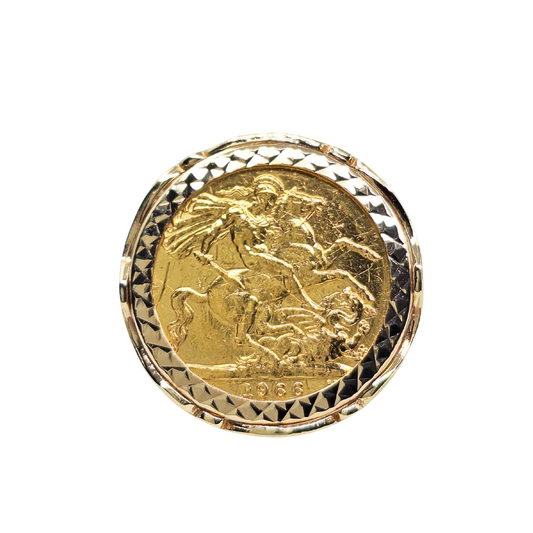 9ct/22ct Yellow Gold Full Sovereign Ring 1966