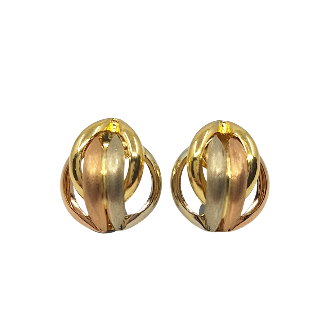 18ct Yellow, White And Rose Gold Stud Earrings