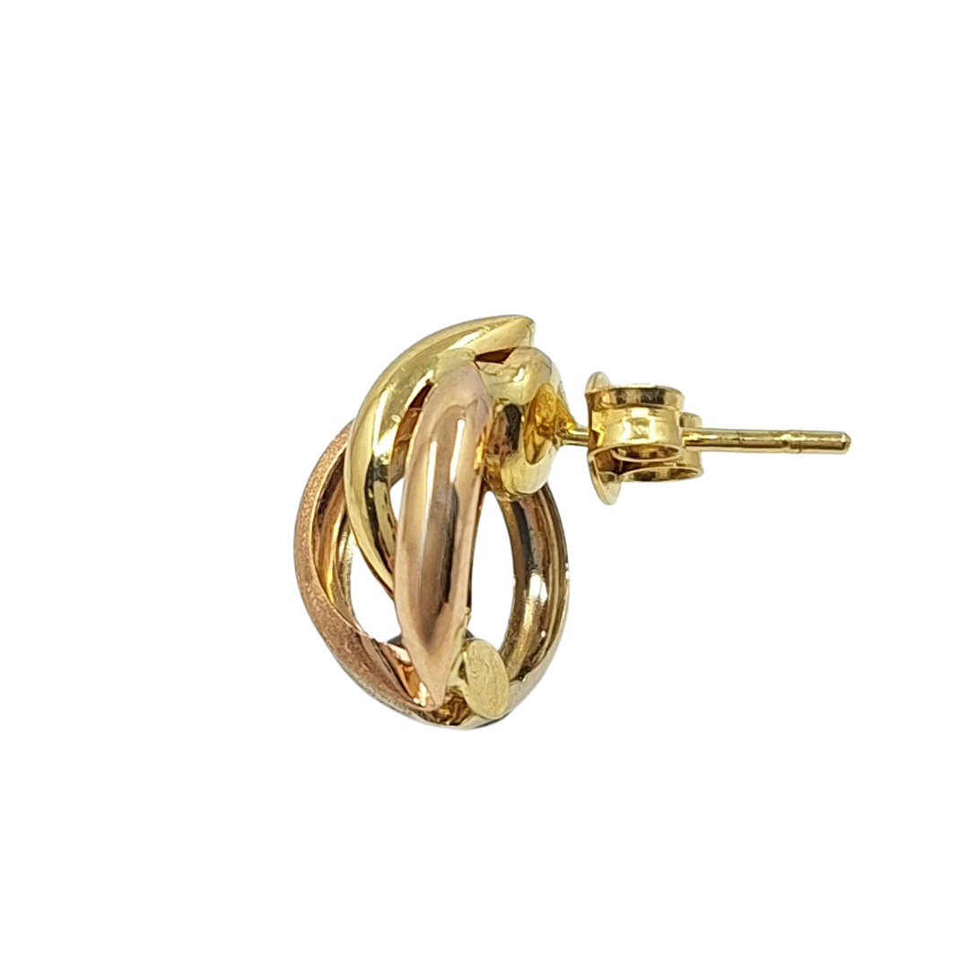 18ct Yellow, White And Rose Gold Stud Earrings