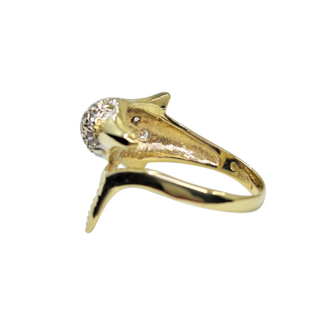 9ct Yellow Gold Cubic Zirconia Dolphin Ring