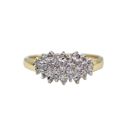 9ct Yellow Gold Diamond Cluster Ring 0.10ct