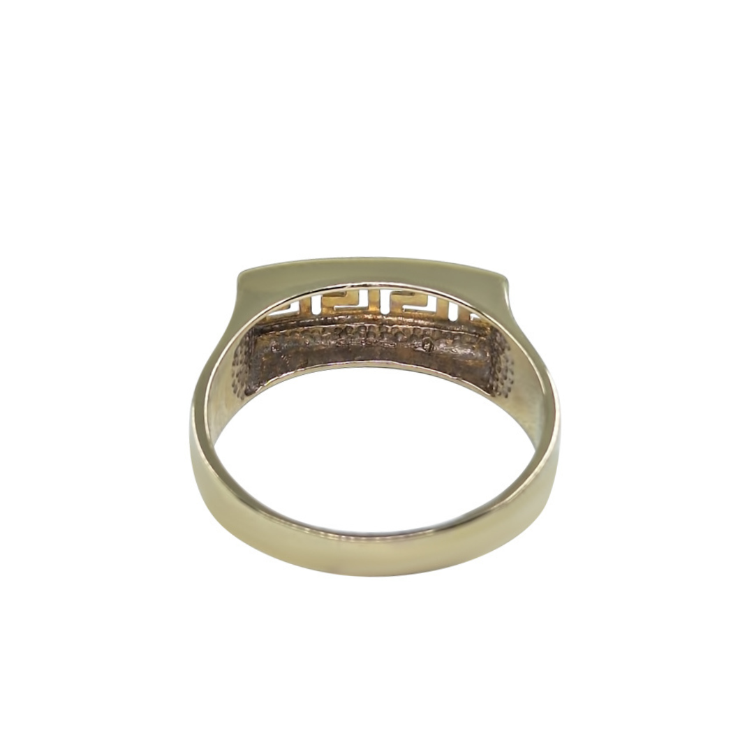 14ct White Gold Gents Greek Key Ring