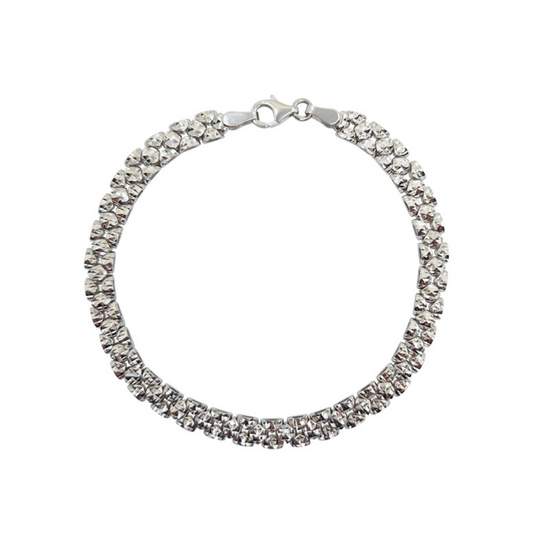 9ct White Gold Panther Link Bracelet 7.5"