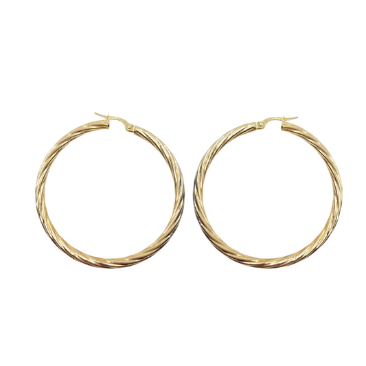 9ct Yellow Gold Twist Creole Earrings