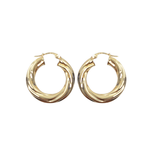 9ct Yellow Gold Twist Creole Earrings