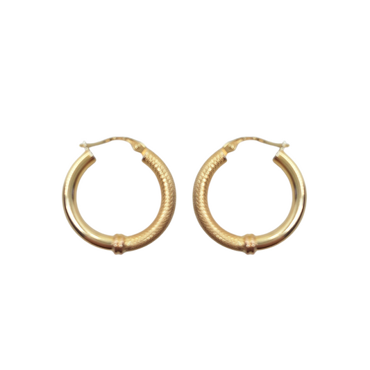 9ct Yellow Gold Patterned Hoop Earrings