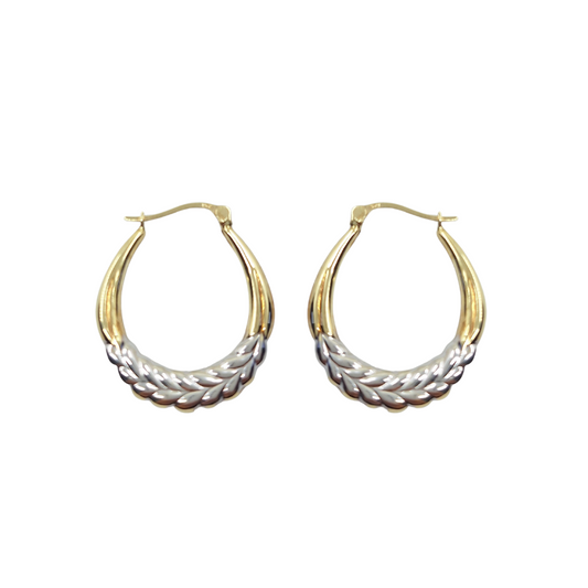 9ct Yellow & White Gold Creole Earrings