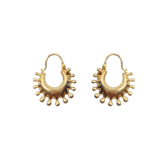 9ct Yellow Gold Spike Creole Earrings