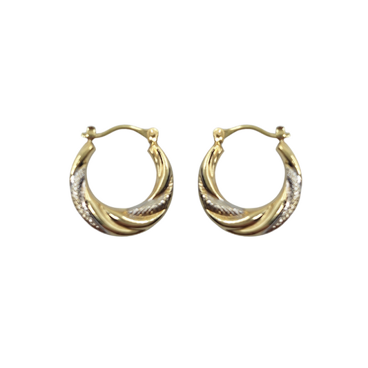 9ct Yellow & White Gold Creole Earrings