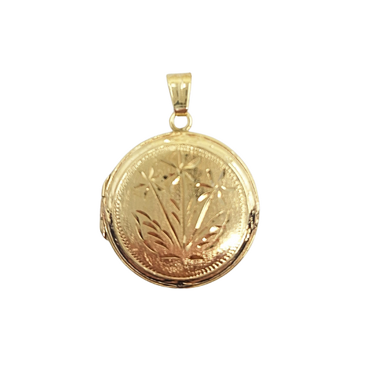 9ct Yellow Gold Round Engraved locket