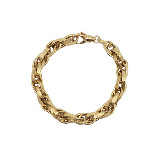 9ct Yellow Gold Patterned Prince Of Wales Bracelet 8"