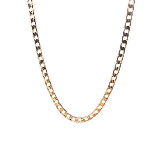 9ct Yellow Gold Bevelled Curb Chain 18"