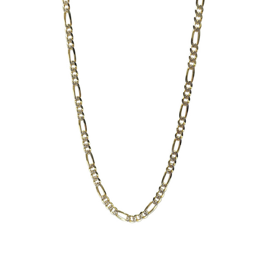 9ct Yellow & White Gold Figaro Chain 24"