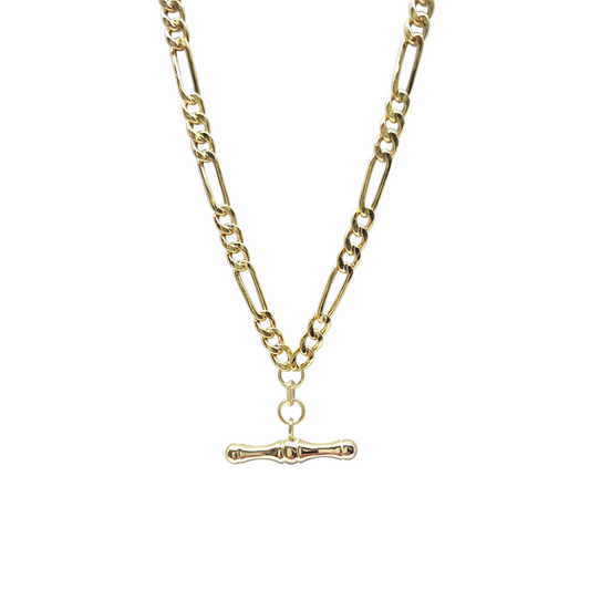 9ct Yellow Gold Hollow Figaro Chain with T-bar 20"