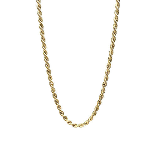 9ct Yellow Gold Hollow Rope Chain 20"