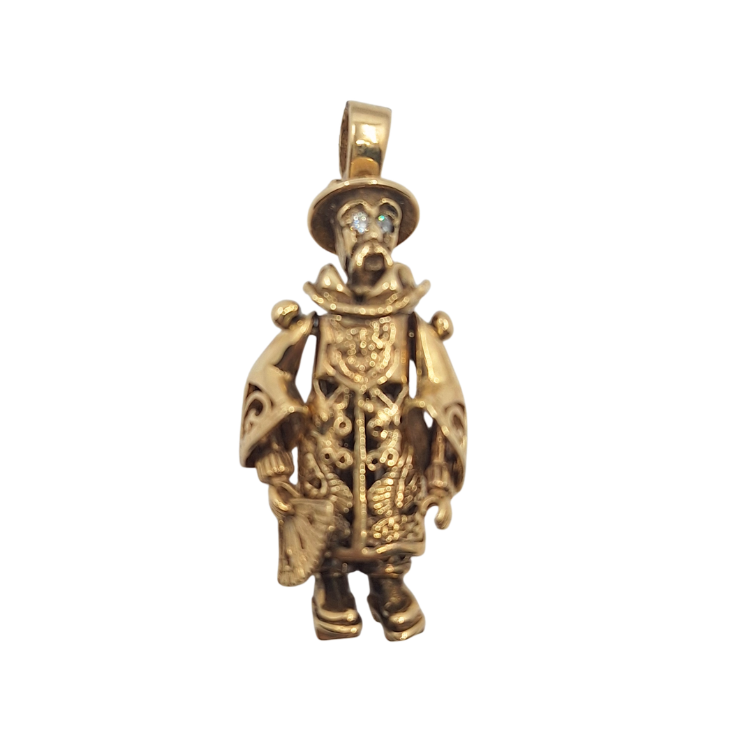 9ct Yellow Gold Oriental Man Pendant