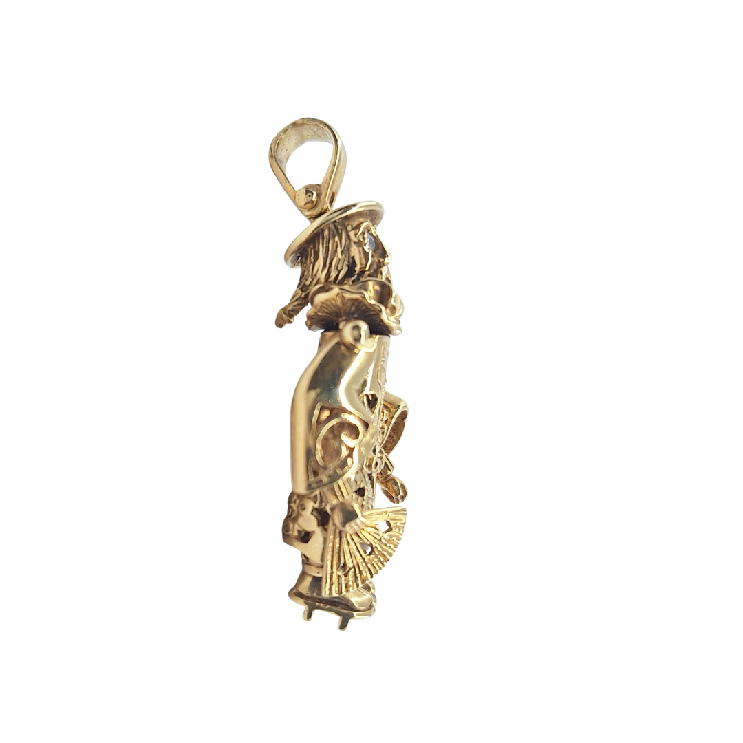 9ct Yellow Gold Oriental Man Pendant