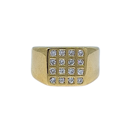 18ct Yellow Gold Diamond Signet Ring