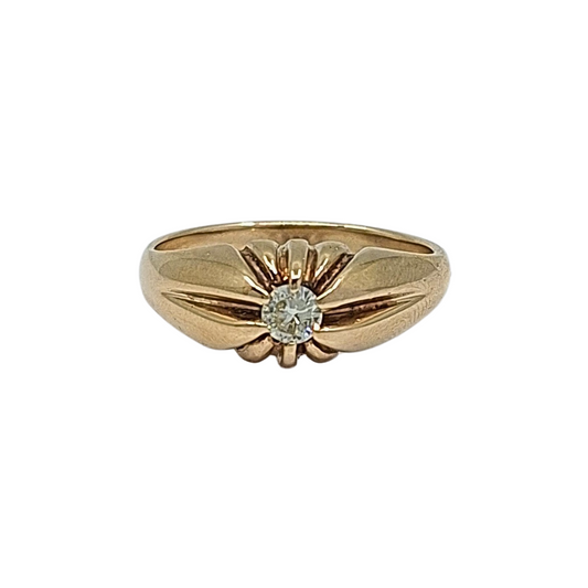 9ct Yellow Gold Diamond Set Signet Ring