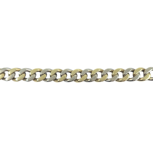9ct Yellow & White Gold Curb Bracelet 8.5"