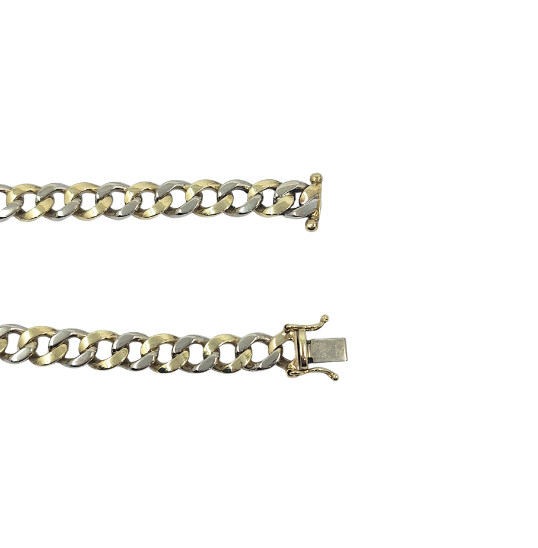 9ct Yellow & White Gold Curb Bracelet 8.5"