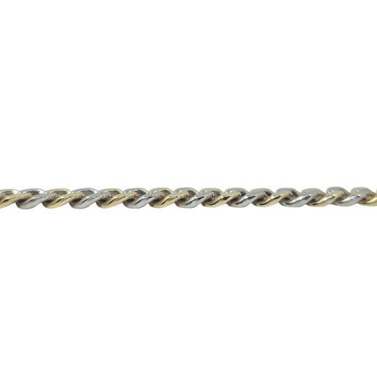 9ct Yellow & White Gold Curb Bracelet 8.5"