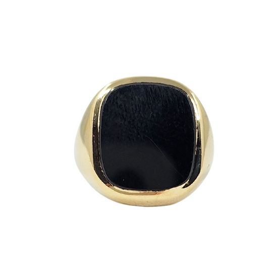 9ct Yellow Gold Cushion Shape Onyx Signet Ring