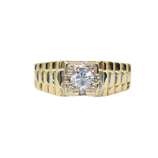 9ct Yellow Gold Cubic Zirconia Signet Ring