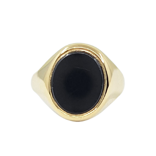 9ct Yellow Gold Oval Onyx Ring