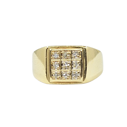 9ct Yellow Gold Square Diamond Signet Ring