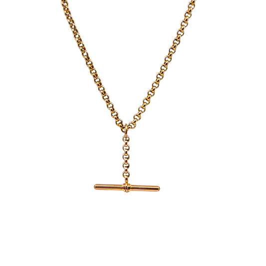 9ct Yellow Gold Belcher Chain With T-Bar 18.5"