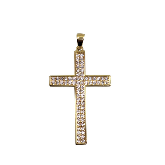 14ct Yellow Gold Cubic Zirconia Cross Pendant