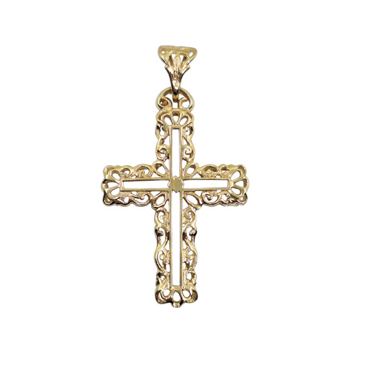9ct Yellow Gold Filigree Cross Pendant