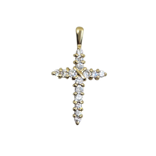 9ct Yellow Gold Cubic Zirconia Cross Pendant