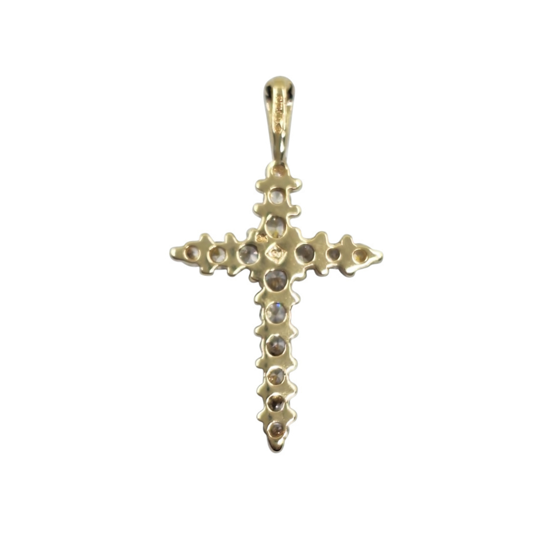 9ct Yellow Gold Cubic Zirconia Cross Pendant