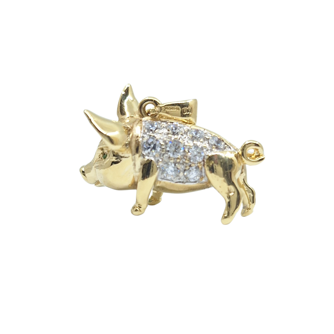 9ct Yellow Gold Cubic Zirconia Pig Pendant