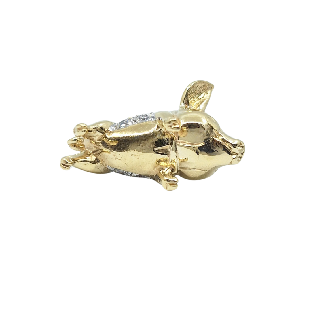 9ct Yellow Gold Cubic Zirconia Pig Pendant