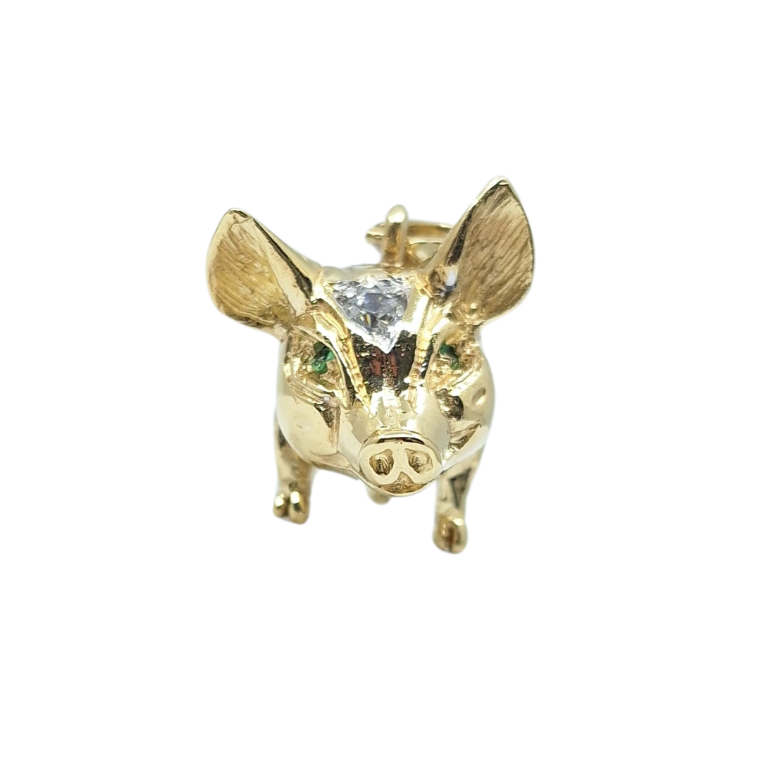 9ct Yellow Gold Cubic Zirconia Pig Pendant