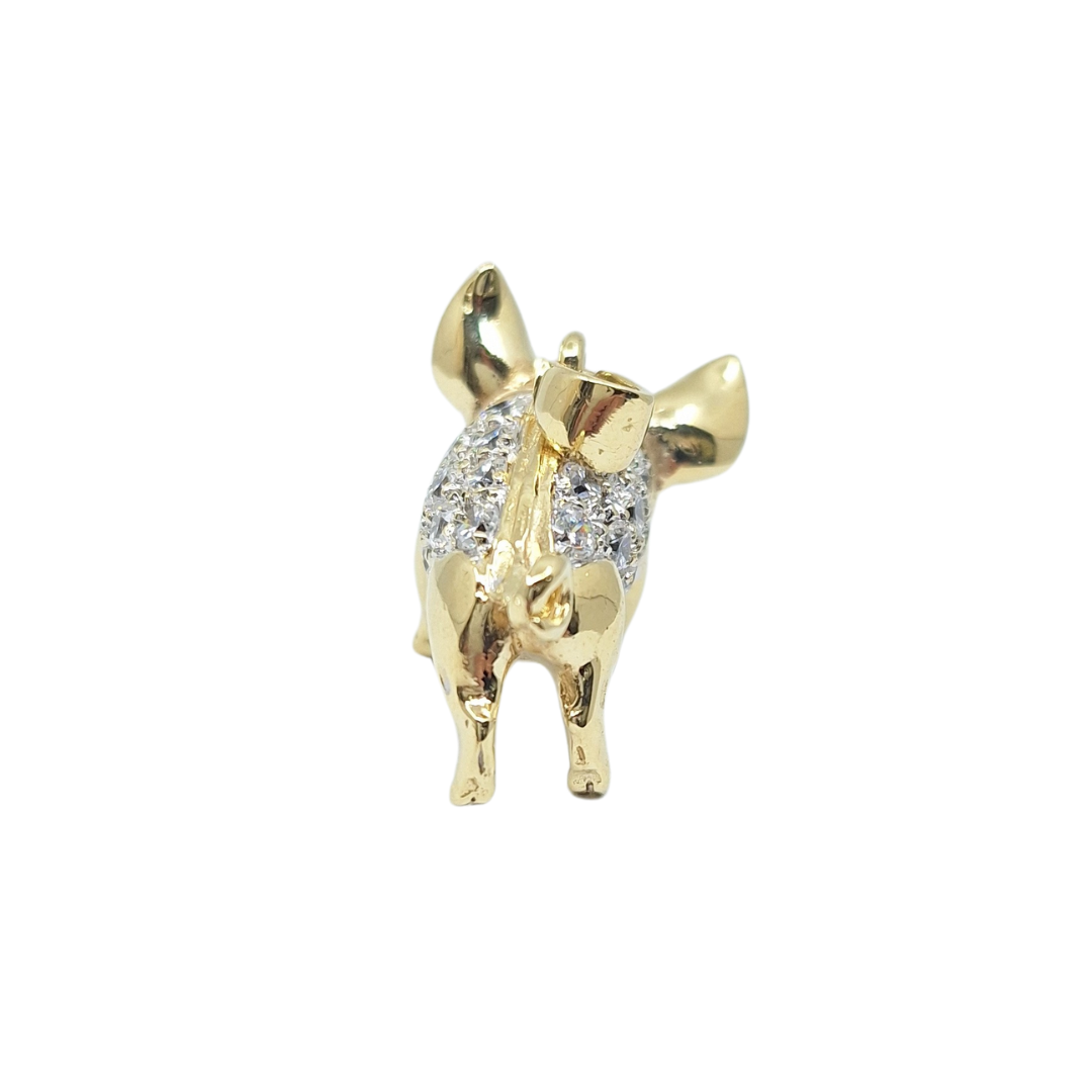 9ct Yellow Gold Cubic Zirconia Pig Pendant