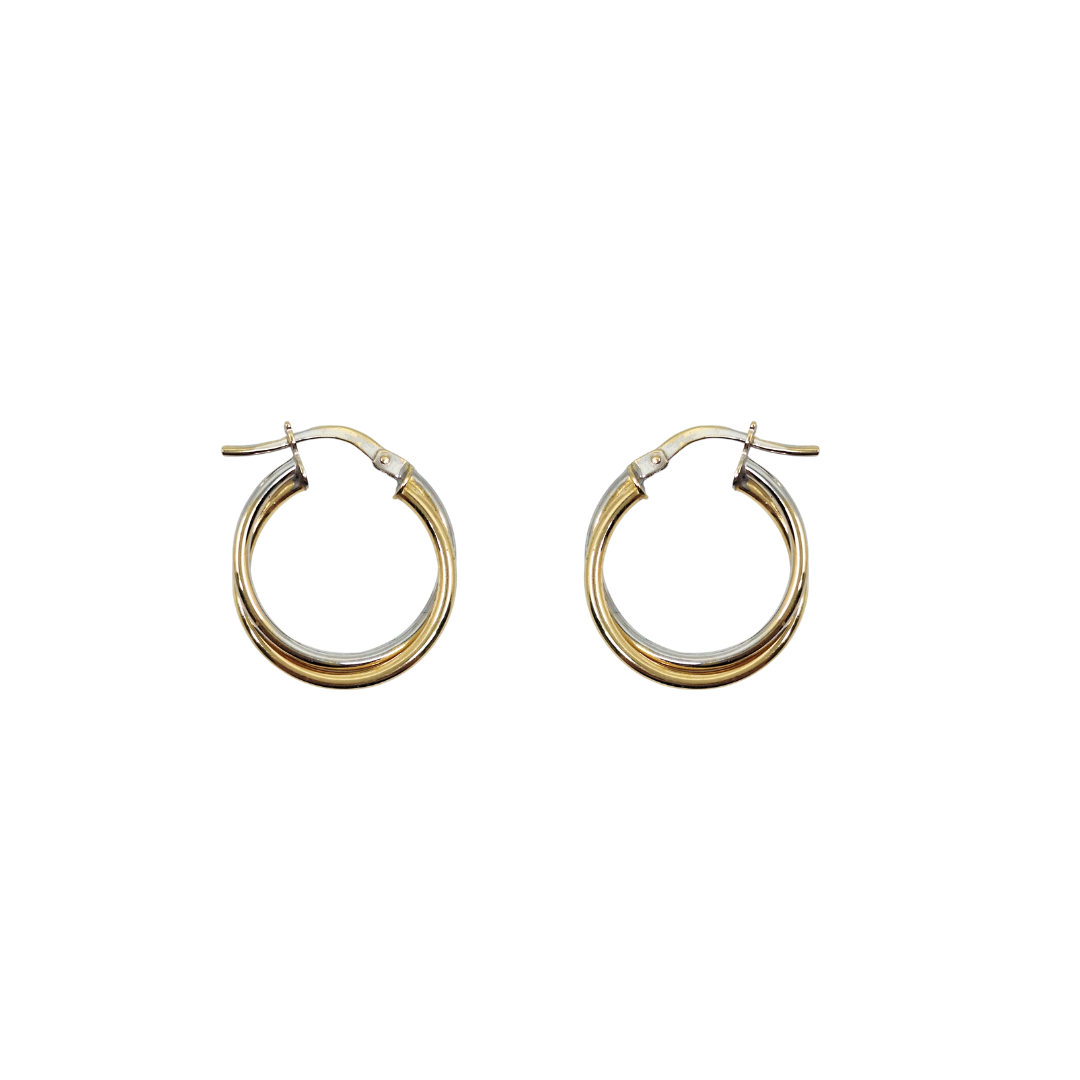 18ct Yellow & White Gold Twist Creole Earrings