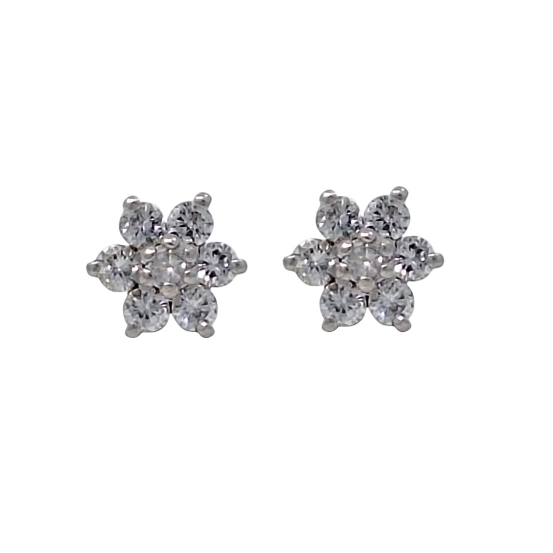 18ct Yellow Gold Diamond Flower Earrings