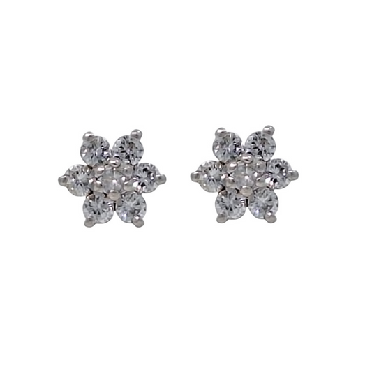 18ct Yellow Gold Diamond Flower Earrings