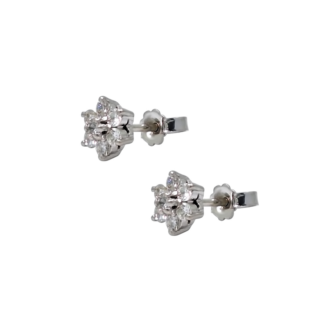 18ct Yellow Gold Diamond Flower Earrings