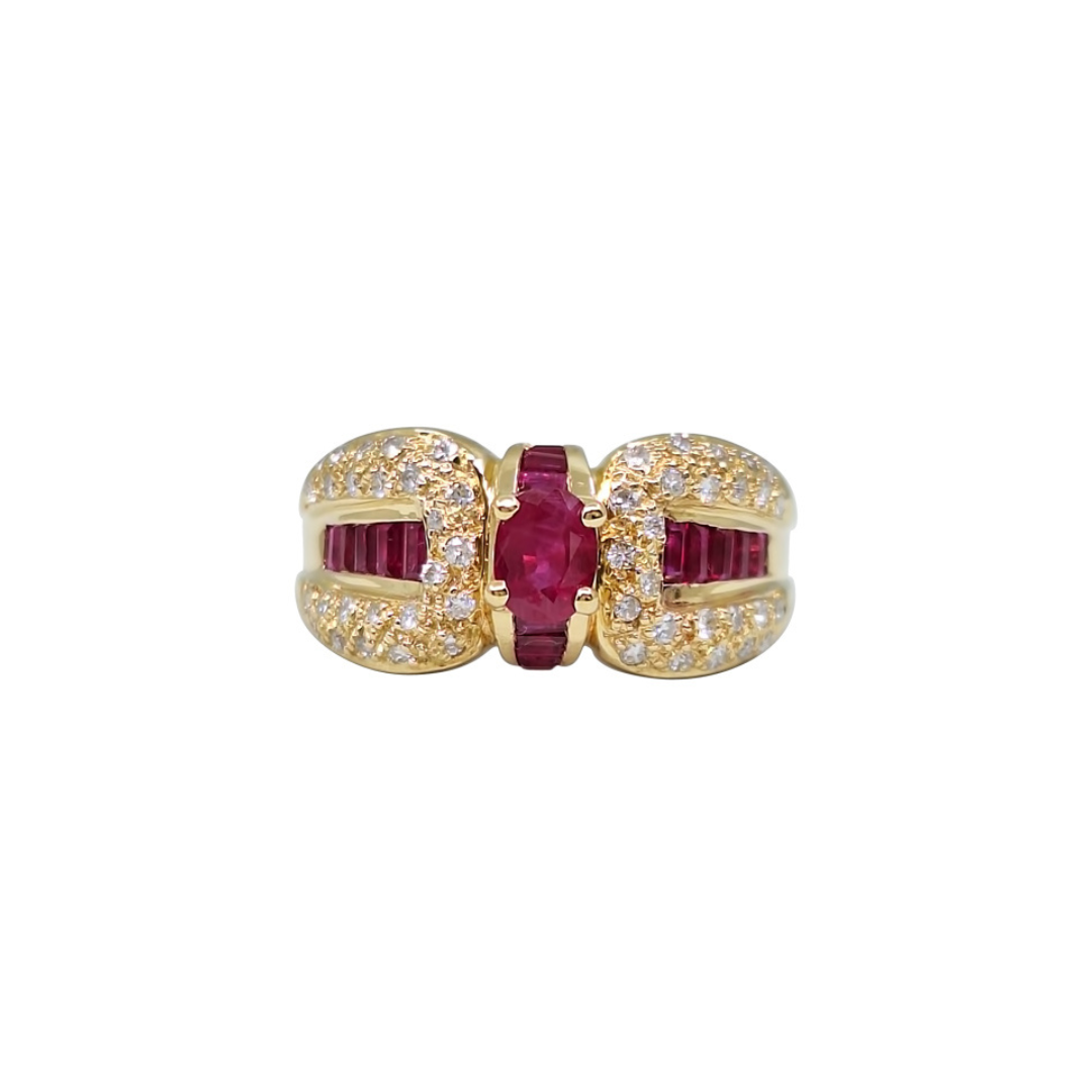 18ct Yellow Gold Ruby & Diamond Ring